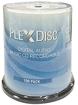 100 PK PlexDisc 52x 700 MB Digital Audio Music CD-R Blank Media Disc for Reliable Audio Recording and Playback