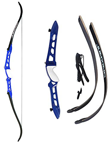 SHARROW 68 Zoll Take-Down Recurvebogen Set 18-40 Lbs Zielscheibe BogenschießEn Jagdbogen Pfeil Und Bogen Erwachsene Sportbogen für Jagd Hunting Jugendliche DraußEn Spielzeug (Blau Bogen, 18Lbs)