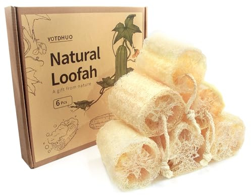 6Pack Luffa Sponges Gentle Exfoliating Body Scrubber for Shower Natural Loofah Sponge Unveil Your Skin's Natural Beauty…