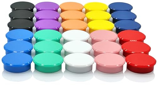 PYJLBX Calamite Potenti per Frigorifero, 30 Pezzi Magneti Piccoli Colorati Rotondi, per Lavagna Magnetica, Frigo, Lavagne, Calendari (10 Colori)