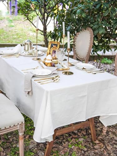 BUYSK Off White Tablecloth, 100% Cotton Fabric Table Cloth for Festival Picnic Wedding Party and DIY Dye Project, Machine Washable (55 x 98 inch), TN-SEY14
