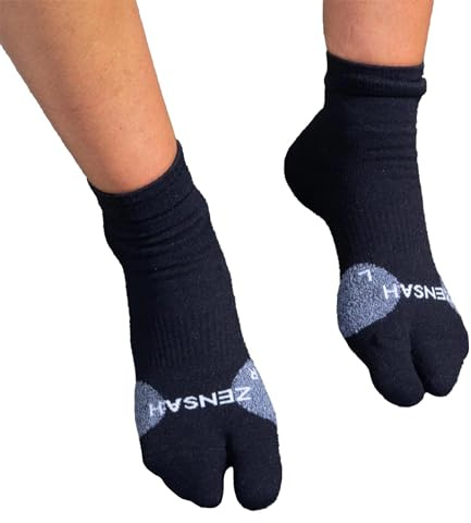 Zensah Compression Bunion Sport Socks - Bunion Relief Corrector Socks with Big Toe Separator (1 Pair - Black, Medium)