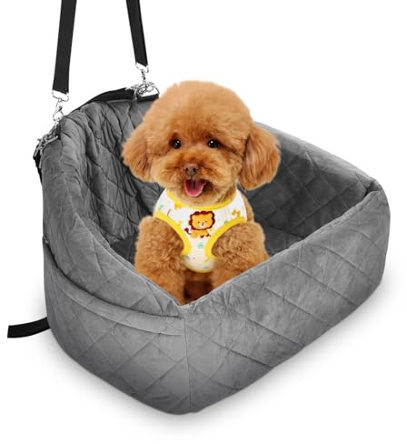 Hundstol Bilbaksäte, Stabil Hundbilstol Hundlåda med Fästremmar, Vattentät Hundbilstol för Baksäte i Bilen, för små och Medelstora Hundar 50x52x28cm (Ejoyousuxgg1nmepb-12)