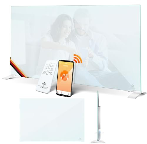 KESSER® Infrarotheizung 500W Glaskonvektor Glasheizung Energiesparend 2in1 Standgerät & Wandmontage Elektroheizung mit Erkennung Offener Fenster + Fernbedienung & App-Steuerung Thermostat Heizpaneel