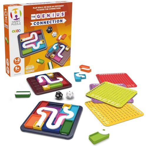 The Happy Puzzle Company The Genius Connection Board Game – STEM Logic Puzzle Challenges for Family Game Night – Fun & Educational for Adults & Kids Ages 6+