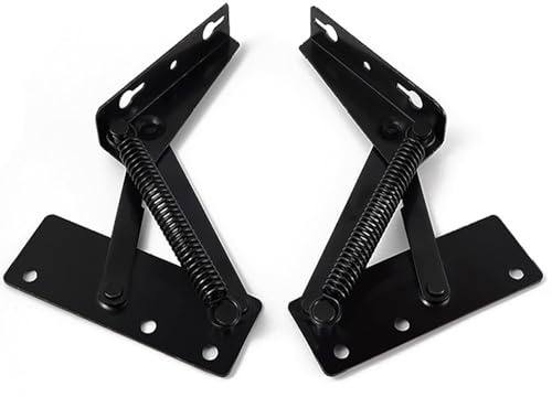 80 Degree Foldable Lifting Bracket 1 Pair Black Spring Hinge Lid Stay Furniture Hardware Accessories for Sofa Bed Corner Cabinet Storage Box