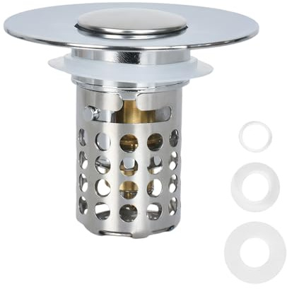 1 Piezas Filtro Desague Lavabo de Acero Inoxidable,26-40mmTapón de Desagüe Emergente con Filtro,Colador de Drenaje para Fregadero de Baño,Filtro de Desagüe de Suelo Extraíble,para Baño,Cocina,Ducha