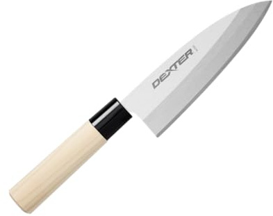 Dexter-Russell 31445 Deba Knife, 6-1/2 Basics Series, High-Carbon Stainless Steel Blade, Easy to Clean, Hollow Ground Edge, Durable Magnolia Wood Handle, for Fish and Meat