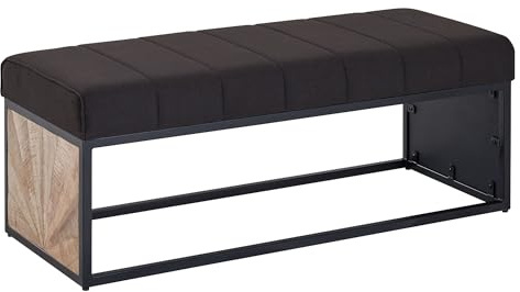 FineBuy gepolsterte Sitzbank 105 cm Massivholz Stoff - Retro Polsterbank für Garderobe Schlafzimmer & Wohnzimmer - Garderobenbank Eingangsbereich - Handmade