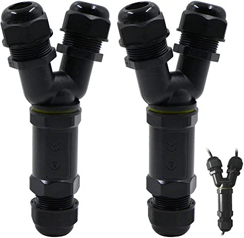 Connettore Cavi Scatola Giunzione Impermeabile - per Cavo Manicotto Collegamento Esterno Cavo Esterno 3 Poli All'Aperto Capicorda Terra Y Derivazione Esterna Per Connettor Piccola, 2 Pezzi, 10-14 MM