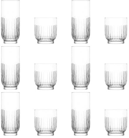 LAV 12pc Clair Tokyo Verrerie Ensemble - Mixte Verre Highball Cocktail Gin Verres et Eau Whisky Buvant Gobelets