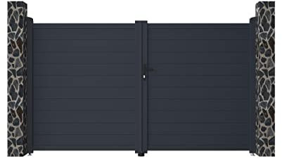 Vente-unique - Metall-Tor Nazario, komplett, 300 x 173 cm, Anthrazit