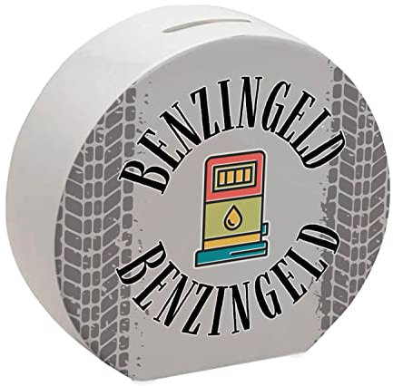 Benzingeld Spardose in grau mit Tanksäule EIN originelles Sparschwein für Tankgeld als Benzinkasse und um der Inflation Sprit Geld Sparbüchse Kraftstoff tanken