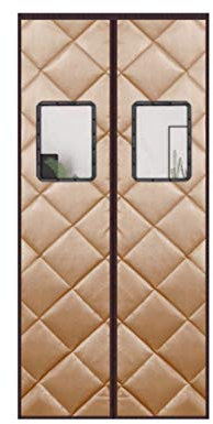 AYVADA Türvorhang aus verdickter Baumwolle, magnetischer selbstansaugender Vorhang, mehrschichtiger Warmer Block, heiße und kalte Luft, verschlüsselter Magnet (Farbe: Gold, Größe: 130 x 220 cm)