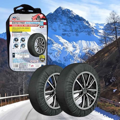 A2ZWORLD Textil-Schneeketten für Reifen, Schneeketten für Autos, Zertifiziert nach EN 16662-1, Farbe Schwarz, Größe (XXXL)