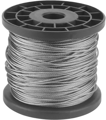 TAICHEUT 122m x 1.5mm Wire Rope, 400ft x 1/16in Stainless Steel Wire Cable, Metal Picture Frame Aircraft Cable for Photo Mirror Hanging