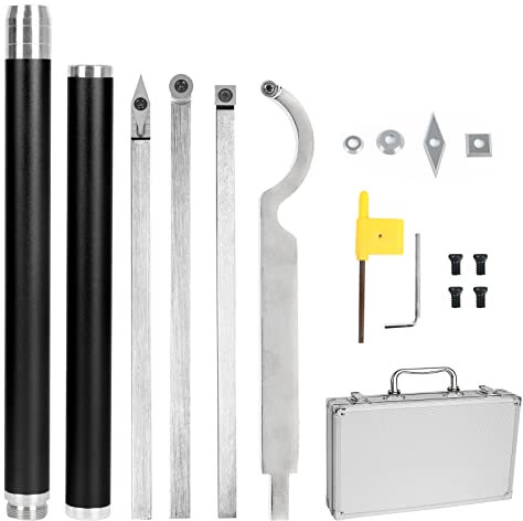 Burin de tournage avec plaques de coupe réversibles en métal dur - Porte-outils rotatifs - Accessoires de tournage - Coupe-insertion - Tour de tournage (B)