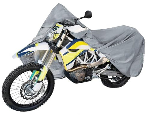 Paluplus Funda para moto de exterior, color gris, medida 230 x 130 cm, funda protectora para moto, tejido impermeable, protección contra polvo, lluvia, nieve, hielo, rayos UV -5561