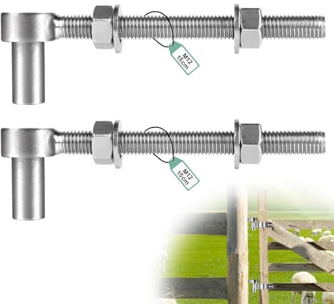 SUPAWAY 2 Stück Tor Scharnier M12 x 150mm Torscharniere Schwerlast, J-Bolt Torscharnier, Verstellbar Torband, 304 Edelstahl Kloben, Torangel für Bauernhof Tor, Gartentor, Zauntor, Holzzaun, Einfahrt