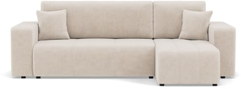 Bestmobilier Nicole - canapé d'angle réversible 4 Places Convertible avec Coffre en Tissu