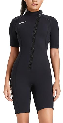 Neopren Damen, Neoprenanzug Damen Neoprenhose Schwimmanzug Shorty Taucheranzug Kurz Wetsuit Badeanzug Einteiler Surfen Schnorcheln Schwarz, XS