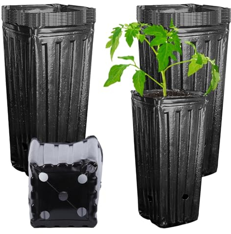 Macetas altas para plántulas - 20 por ciento de flores con gran capacidad y contenedor para plantas | Reutilizables grandes maquinas de jardín de infantes para árboles, hierbas, suculentas, terraza