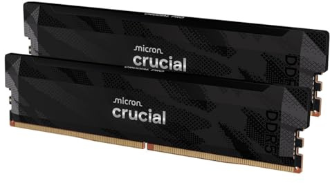 Crucial Pro DDR5 RAM 32GB Kit (2x16GB) 6400MHz CL32, Overclocking Deskop Computer Gaming Memory, Intel XMP 3.0 / AMD EXPO, Black - CP2K16G64C32U5B
