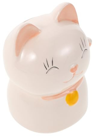 HEMOTON Tirelire Chat Céramique Porcelaine Pot à Économies pour Garçon Fille Filles Ornement Décoratif avec Main Qui Salue Cadeau Anniversaire Noël Nouvelle Année