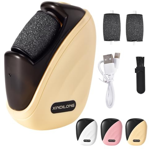 Kvalitet Pinnacle fotförhårdnader borttagare |Patenterad 3D-rulle + 3-växlad LED | 30 000 varv/min högfrekvent exfoliering|Bärbar för hem och resa|Snygg fotvård för män och kvinnor (gul)