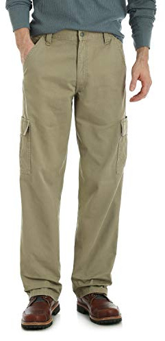 Wrangler Authentics Cargobyxor i twill för män med avslappnad passform (Logan), 34W / 30L