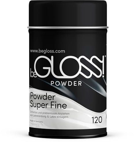 beGLOSS TALKUM POWDER - 120 Gramm Latex Puder - Anziehhilfe Latexpuder für Latex und Gummi Kleidung