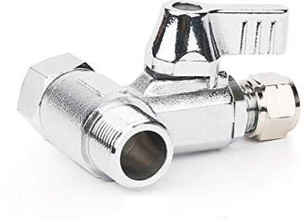 Frizzlife - Adattatore per acqua in ottone, 3/8 pollici, 3/8 Comp e 1/4 di pollice OD valvola di arresto angolo di compressione adattatore per filtri acqua a osmosi inversa, birra caffè, ghiacciaia.