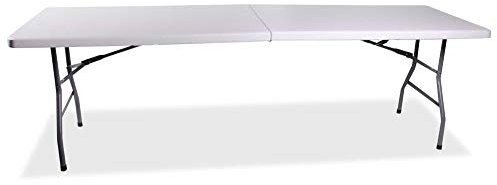 BAKAJI Tavolo Pieghevole in Resina 244x76x72cm HDPE Struttura in Metallo Rinforzato Richiudibile a Valigetta con Maniglia, Arredo Giardino, Casa, Camper, Campeggio, PIC-NIC (244x76x72cm)