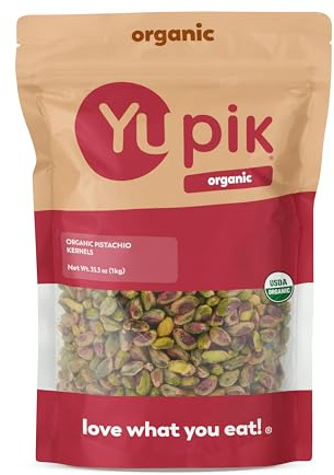 Yupik Organic Raw Pistachios, No Shells, 2.2 lb (35.2 oz), Gluten-Free, Non-GMO, Kosher, Vegan, Kernels, Unsalted, Crunchy Shelled Nuts, Source of Fiber & Protein, Healthy Snacks, For Baking, Cooking