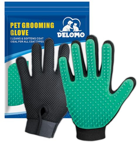 Gants Anti-Poils de Toilettage pour Chats et Chiens à Poil Court ou Long | Gants Anti-Poils pour Animaux avec 255 Picots en Silicone, Soin et Massage Doux, à Sec ou au Bain, Lavables, 1 Paire (Vert)