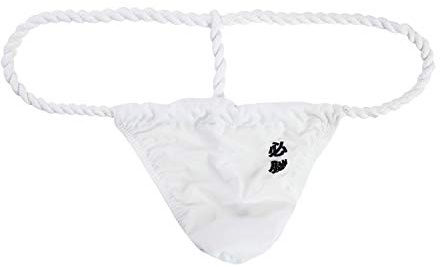 Newsywell T-back bomullsstringtrosor för män Sumo G String Low Rise bikini kalsonger underkläder, Vitt, L