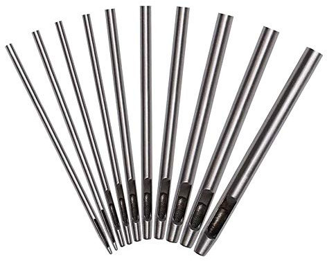 10PCS 0.5mm-5mm Leather Hole Punch Set, Belt Hole Puncher Hollow Punch Tool for Leather Watch Band Canvas
