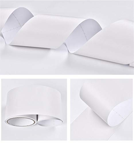Dostear TapetenbordüRe Selbstklebende BordüRe Wand Wohnzimmer Tapeten Fliesenaufkleber Bad Dekoband Selbstklebend Weiß gebürstet 5 X 500cm
