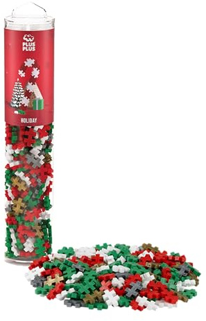 Plus Plus Christmas Building Blocks Toy - 240 pc Kids Construction Toys, Creative Learning Resources and STEM Play for Home and Travel - Girls and Boys Toys Age 5 Plus - Holiday 240 Pieces