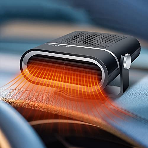 Baceyong Auto Heizlüfter, 150W Auto Heizung Defroster 12V Zigarettenanzünder, 2-In-1 Anti-Beschlag Auto Winter Windschutz Defroster Demister Enteiser, Tragbare Kinetische Mini-Heizung