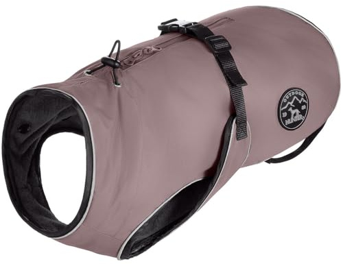 Hunter Hundemantel Uppsala, Farbe: Altrosa, 2in1 Design mit herausknüpfbarem Innenfutter, wasserabweisend, reflektierende Paspeln, geschlossene Bauchseite, optimaler Sitz, Größe: 27,5