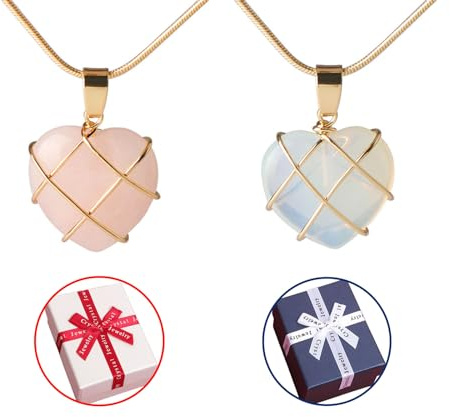 ADLUH Barbie Collier avec pendentif en forme de cœur en cristal naturel pour femme et fille Rose Barbie Collier Accessoires de bijoux, Cristal