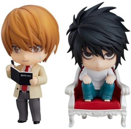 Xinchangda 2 st Death Note Figur L/Light Yagami actionfigur 10 cm PVC rörliga animefigurer Samlarstaty Skrivbordsprydnader Dekoration Födelsedagspresent