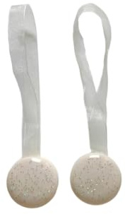 Coppia di Calamite per Tende - Semplici di Forma Tonda (Stile Glitter) - In Vari Colori (Beige)
