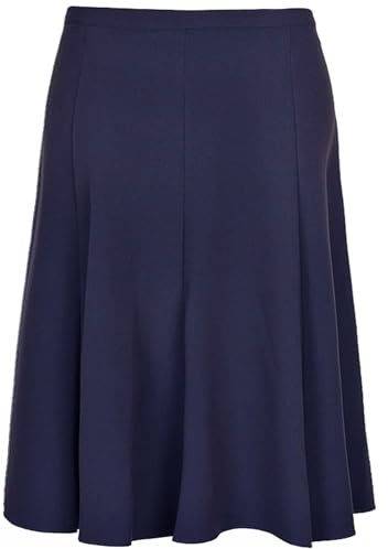 Inspire Me Womens Skirts 8 Panel Half Elasticated 27 Inch Knee Length Casual Stretchy Flared Work Dress Maxi Skirt Ladies Soft Stretch Pleated Skirt Multiple Colours Girls School Skirt(Navy, 16)