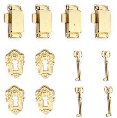 yufana Juego de 4 Piezas Cerradura de Cajón Vintage, Vintage Montaje de Cerradura, Cerradura de Armario Antigua Muebles, Adecuado para Armarios, Joyeros, Cosméticos, Muebles, Puertas, Cajones.