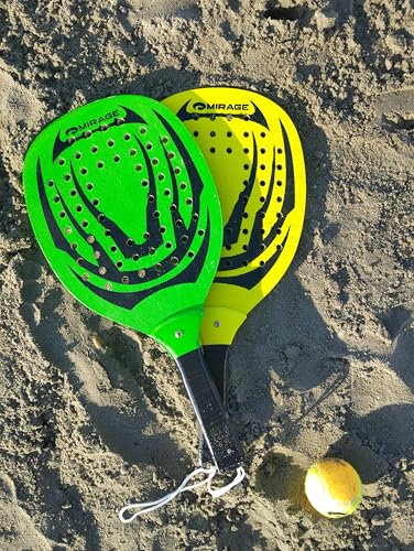 Strandschläger Holz Seeschläger mit Ball Tennis Spiele Schläger Beach Tennis Strand Garten für Erwachsene Jungen Kinder Paar n 2 Stück 45x21cm