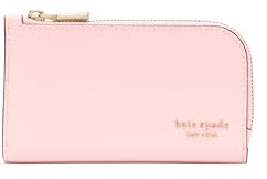 kate spade new york Devin Saffiano Leather Small Slim Bifold Wallet, Pastry Pink, Pastry Pink
