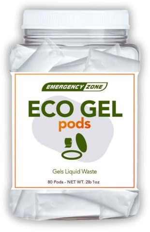 [80 Pods] Eco Gel Pods Porta-a-Potty Portable Toilet Powder - Quick Poo Gel Solidification and Absorbent for Solid Waste & Urine While Camping, Hiking, Traveling or Emergencies