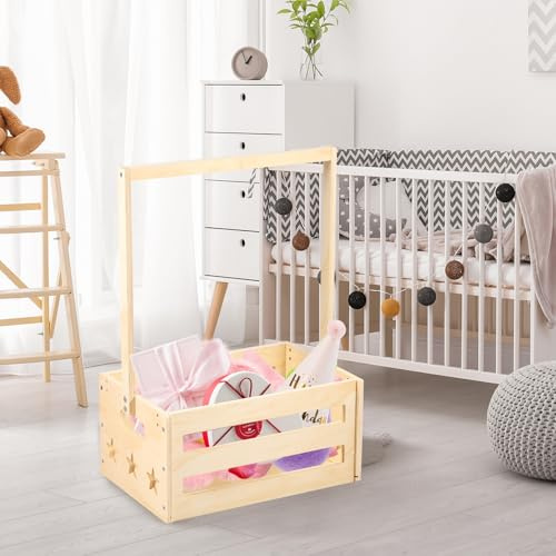 Baby duschlåda med hängande skena träkorg för förvaring och korg dekorativ garderobslåda för nyfödda kläder och gåvor